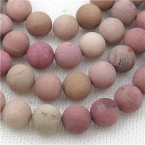 pink Wooden Lace Jasper Beads, round, matte, approx 4mm dia