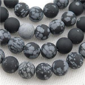 round black Snowflake Jasper Beads, matte, approx 4mm dia