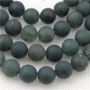 green Moss Agate Beads, round, matte, approx 10mm dia