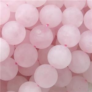 round pink Rose Quartz Beads, matte, approx 8mm dia