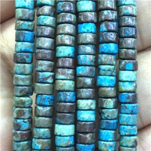 blue flower Agate heishi beads, dye, approx 2x4mm
