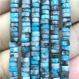 blue flower Jade heishi beads, dye, approx 2x4mm