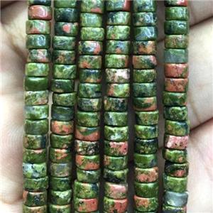 green Unakite heishi beads, approx 2x4mm