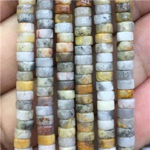 yellow Crazy Agate heishi beads, approx 2x4mm