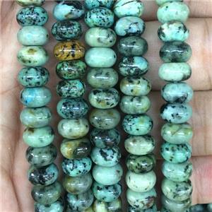green African Turquoise rondelle beads, approx 5x8mm