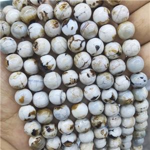 round Fire Agate Beads, white, approx 10mm dia