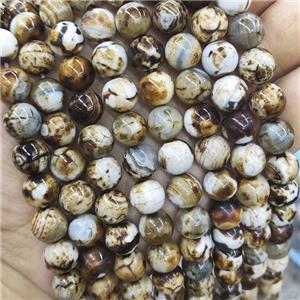 round Fire Agate Beads, coffee, approx 10mm dia