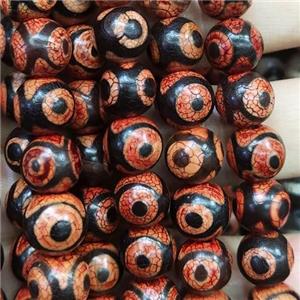 round Tibetan Agate Beads, eye, red, approx 10mm dia
