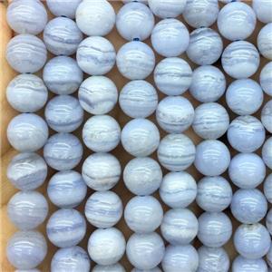 Natural Blue Lace Agate Beads Smooth Round A-Grade, approx 8mm dia