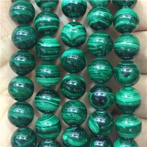 natural Malachite Beads, round, green, approx 10mm dia