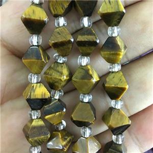 Tiger eye stone bicone beads, approx 10mm