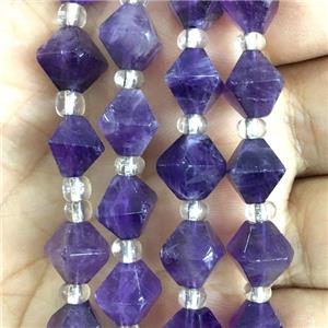 purple Amethyst bicone beads, approx 10mm
