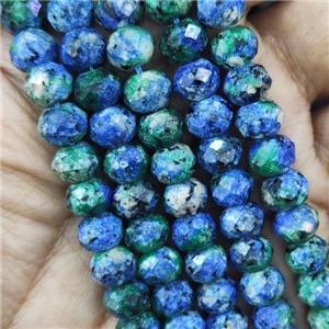 Natural Kiwi Jasper Beads Faceted Rondelle Blue Treated, approx 6-8mm