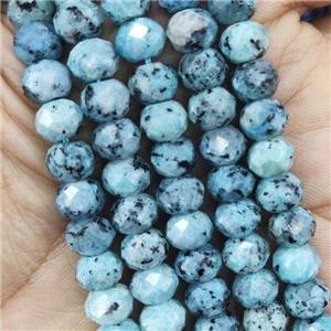 Natural Kiwi Jasper Beads Faceted Rondelle Blue Treated, approx 6-8mm