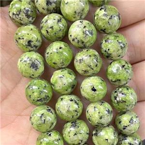 round Marble Beads, olive dye, approx 10mm dia