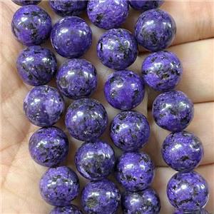 round Marble Beads, purple dye, approx 8mm dia