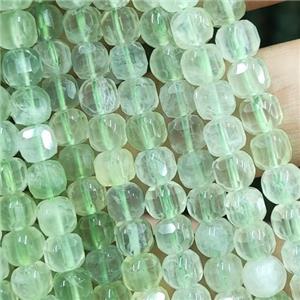 green Prehnite cube beads, faceted, approx 4mm