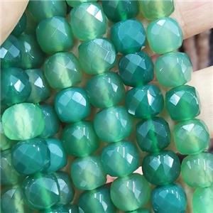 green Agate cube beads, faceted, approx 4mm