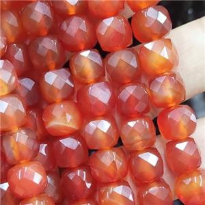red Carnelian Agate Beads, faceted cube, approx 4mm