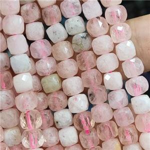 pink Morganite Beads, faceted cube, approx 4mm