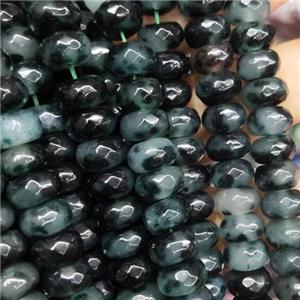 Jade beads, faceted rondelle, approx 6x10mm