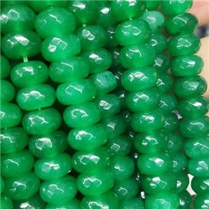 green Jade beads, faceted rondelle, approx 6x10mm