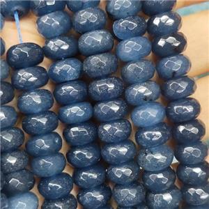 inkblue Jade beads, faceted rondelle, approx 6x10mm