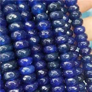 darkblue Jade beads, faceted rondelle, approx 6x10mm