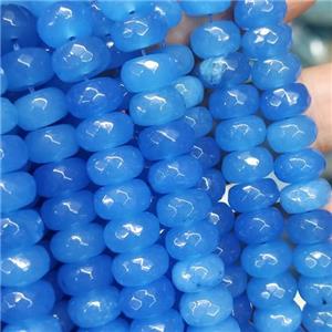 blue Jade beads, faceted rondelle, approx 6x10mm