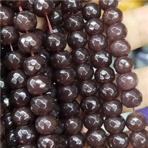 chocolate Jade beads, faceted rondelle, approx 6x10mm