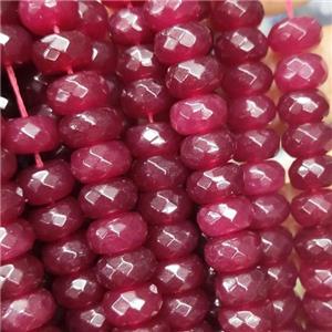 ruby Jade beads, faceted rondelle, approx 6x10mm