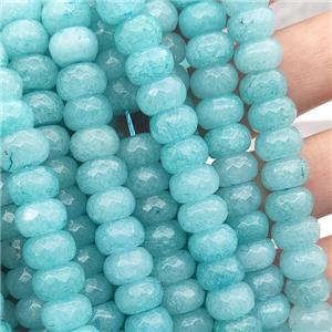 aqua Jade Beads, faceted rondelle, approx 6x10mm