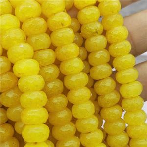 yellow Jade Beads, faceted rondelle, approx 6x10mm
