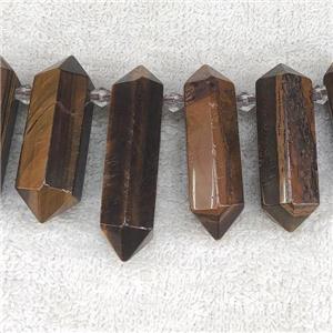 Tiger Eye Stone bullet beads, top-drilled, approx 12-50mm