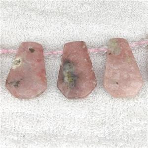 pink plum blossom Jasper beads, top-drilled, approx 12-27mm