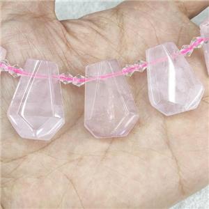Rose Quartz teardrop beads, pink, top-drilled, approx 12-27mm
