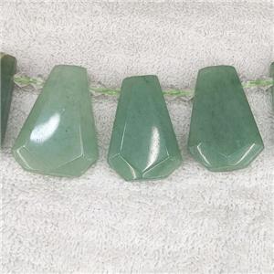 green Aventurine teardrop beads, top-drilled, approx 12-27mm