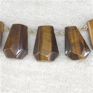 yellow Tiger eye beads, teardrop, top-drilled, approx 12-27mm