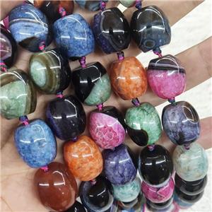 Agate Druzy barrel beads, mix color, approx 18mm