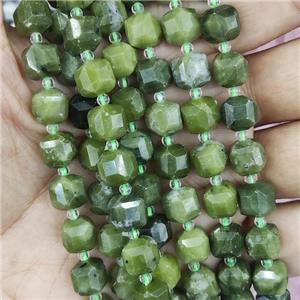 Green Canadian Chrysoprase Beads Nephrite Jade Faceted Cube, approx 8-9mm