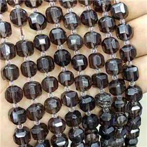 Smoky Quartz Beads, faceted cube, approx 8-9mm