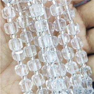 Clear Quartz Beads, faceted cube, approx 8-9mm