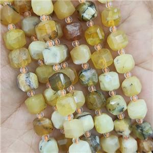 yellow Opal Stone Beads, faceted cube, approx 7-8mm