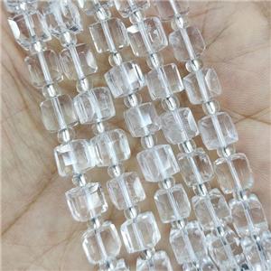 Clear Quartz Beads, faceted cube, approx 7-8mm