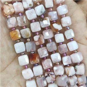 Cherry Sakura Agate Beads Pink Faceted Cube, approx 7-8mm