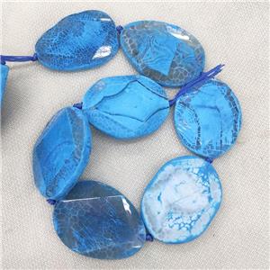 blue Veins Agate slice beads, faceted, approx 30-50mm