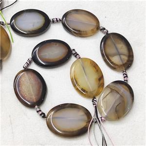 natural Agate Oval Beads, coffee dye, approx 18-38mm