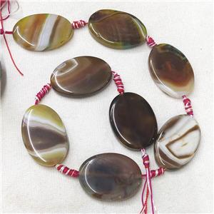 Stripe Agate Oval Beads, coffee, approx 30-40mm