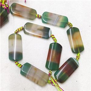 natural Agate Rectangle Beads, green dye, approx 25-35mm