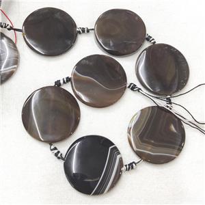 natural Agate Circle Beads, coffee dye, approx 40-45mm
